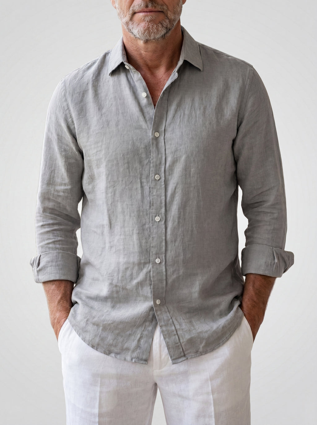 Camisa de lino cómoda y flexible para hombre