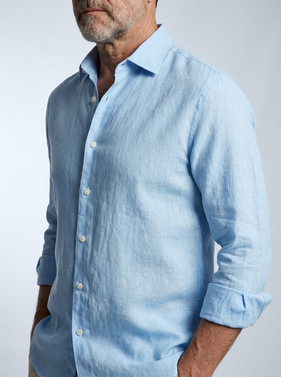 Camisa de lino cómoda y flexible para hombre