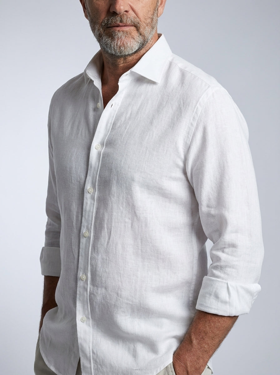 Camisa de lino cómoda y flexible para hombre