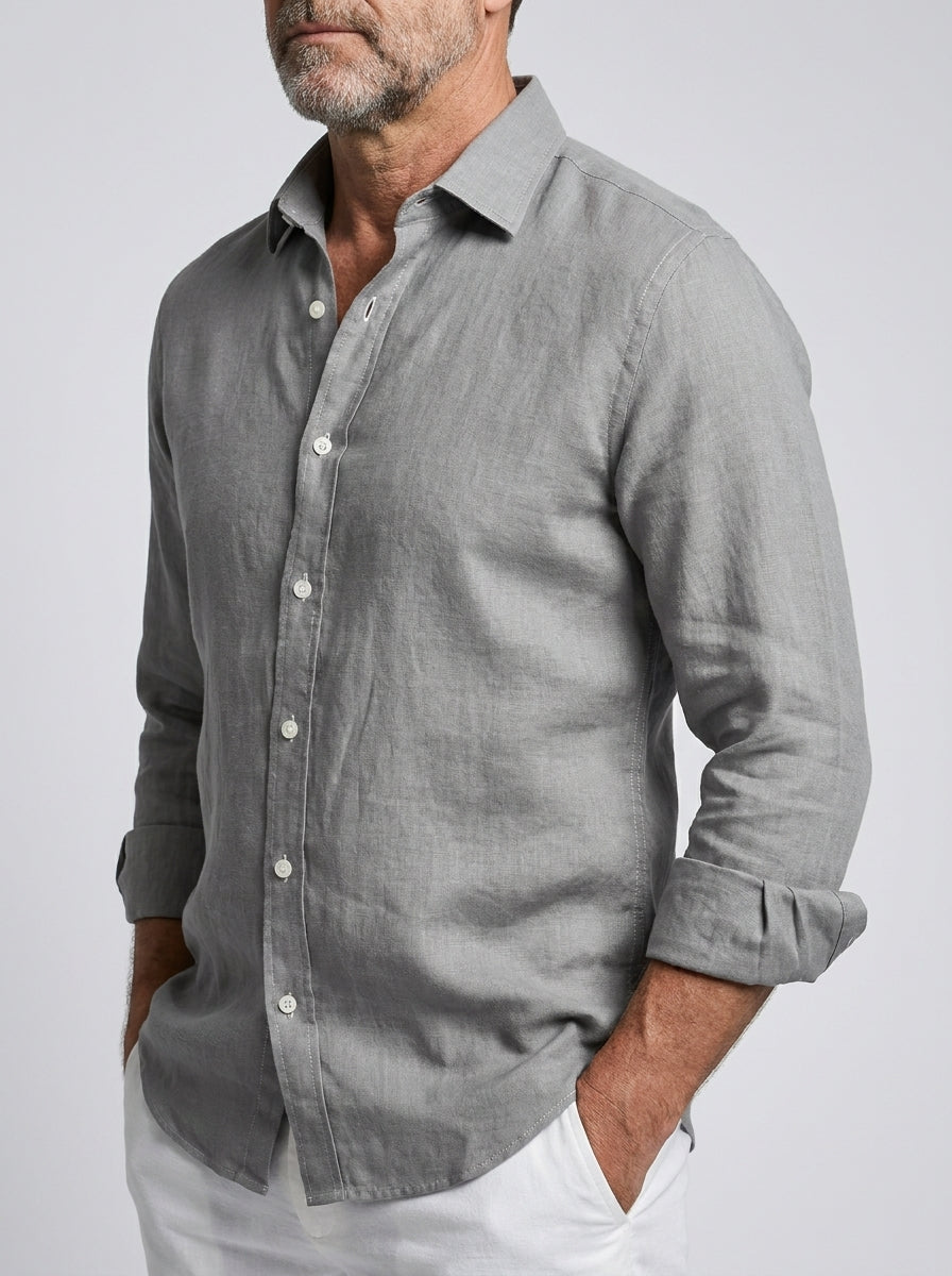 Camisa de lino cómoda y flexible para hombre